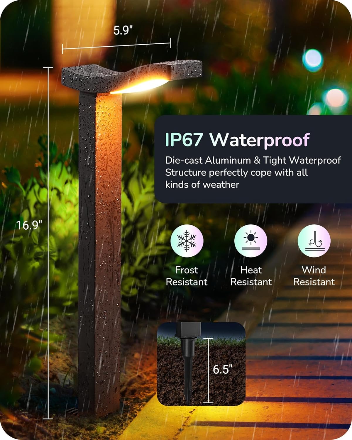 EDISHINE Smart Landscape Path Lights, RGBW 350LM LED Pathway Lights, APP Control, Compatible with Alexa & Google, Music Sync, Waterproof Aluminum Outdoor Landscape Lighting for Yard, 48FT