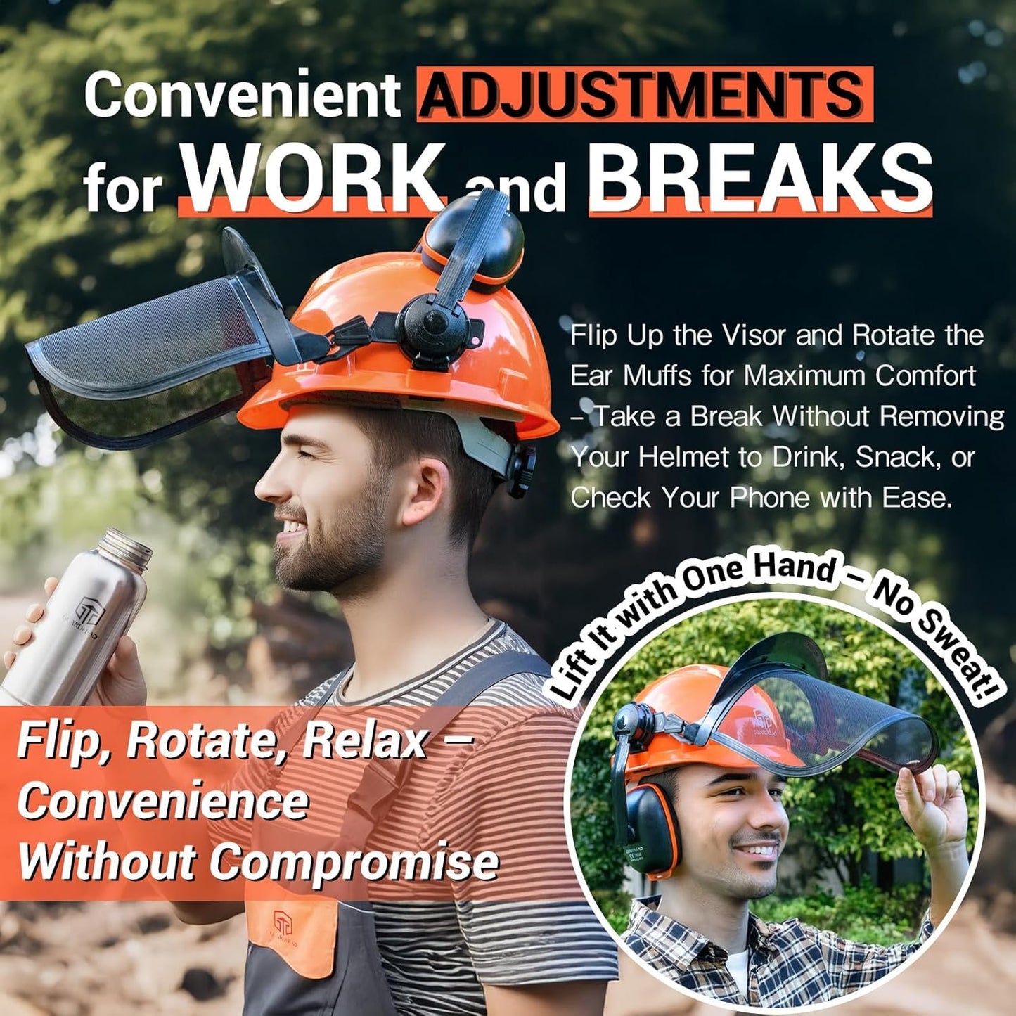 GUARDLEAD Chainsaw Helmet Forestry Safety Helmet System C009R; Integrated Eyewear, Visor and Hearing Protection