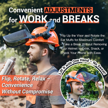 GUARDLEAD Chainsaw Helmet Forestry Safety Helmet System C009R; Integrated Eyewear, Visor and Hearing Protection