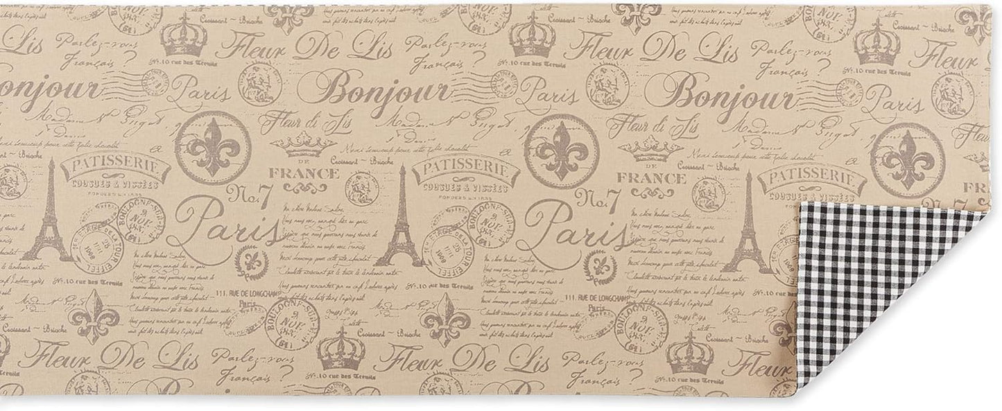 DII French Style Tabletop Kitchen Collection, Reversible Table Runner, 14x72, Parisian Flourish