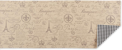 DII French Style Tabletop Kitchen Collection, Reversible Table Runner, 14x72, Parisian Flourish