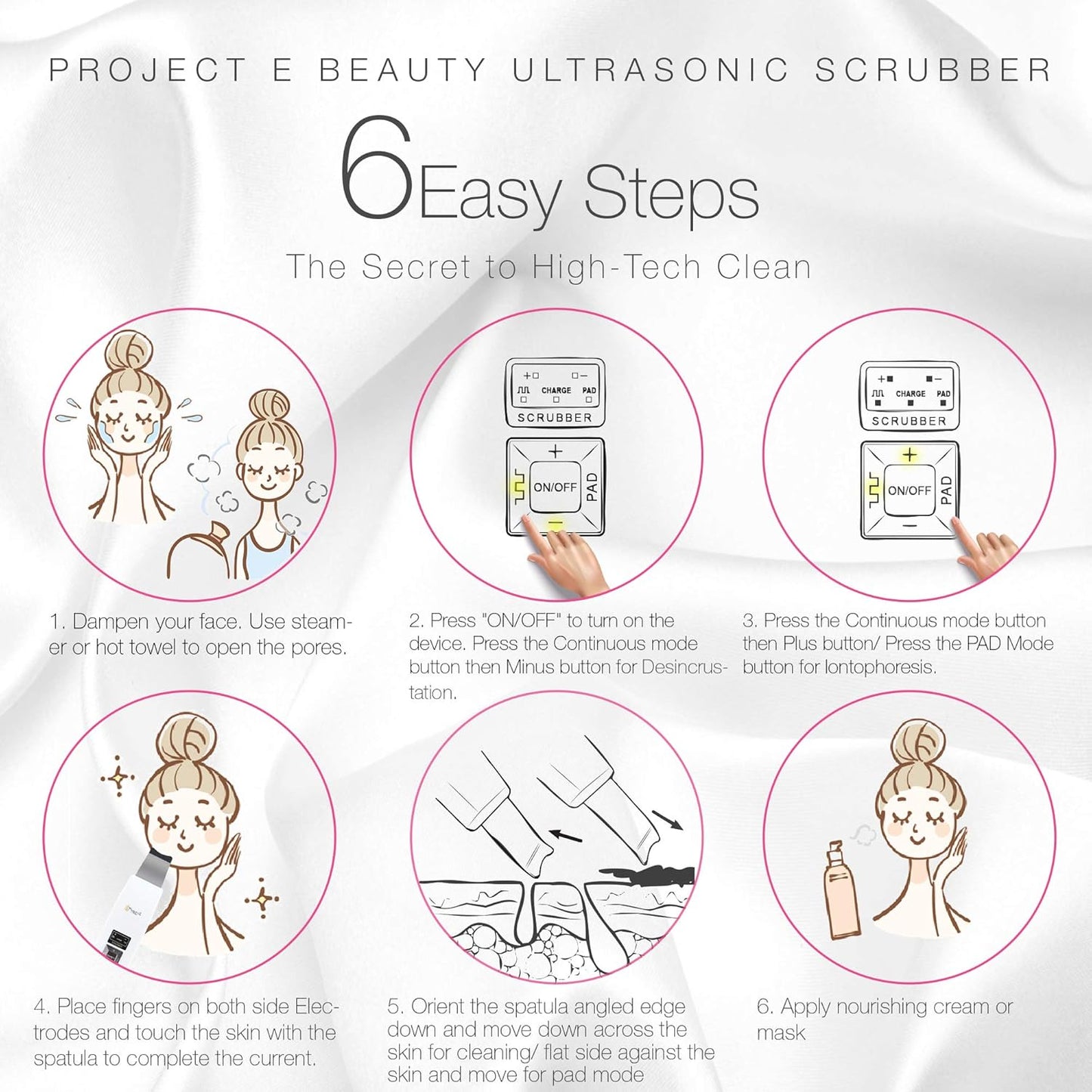 Wireless Ultrasonic Skin Care Scrubber by Project E Beauty | Skin Spatula | Gentle Exfoliation | Removes Blackheads | Deep Pore Cleansing | Dead Skin Remover | Smoother Complexion