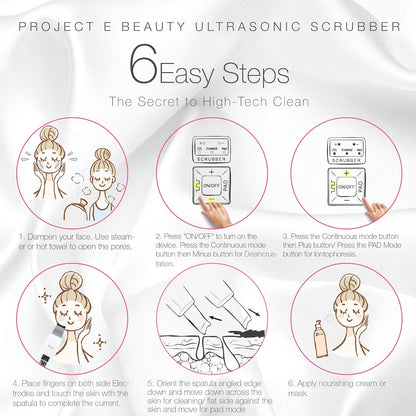 Wireless Ultrasonic Skin Care Scrubber by Project E Beauty | Skin Spatula | Gentle Exfoliation | Removes Blackheads | Deep Pore Cleansing | Dead Skin Remover | Smoother Complexion