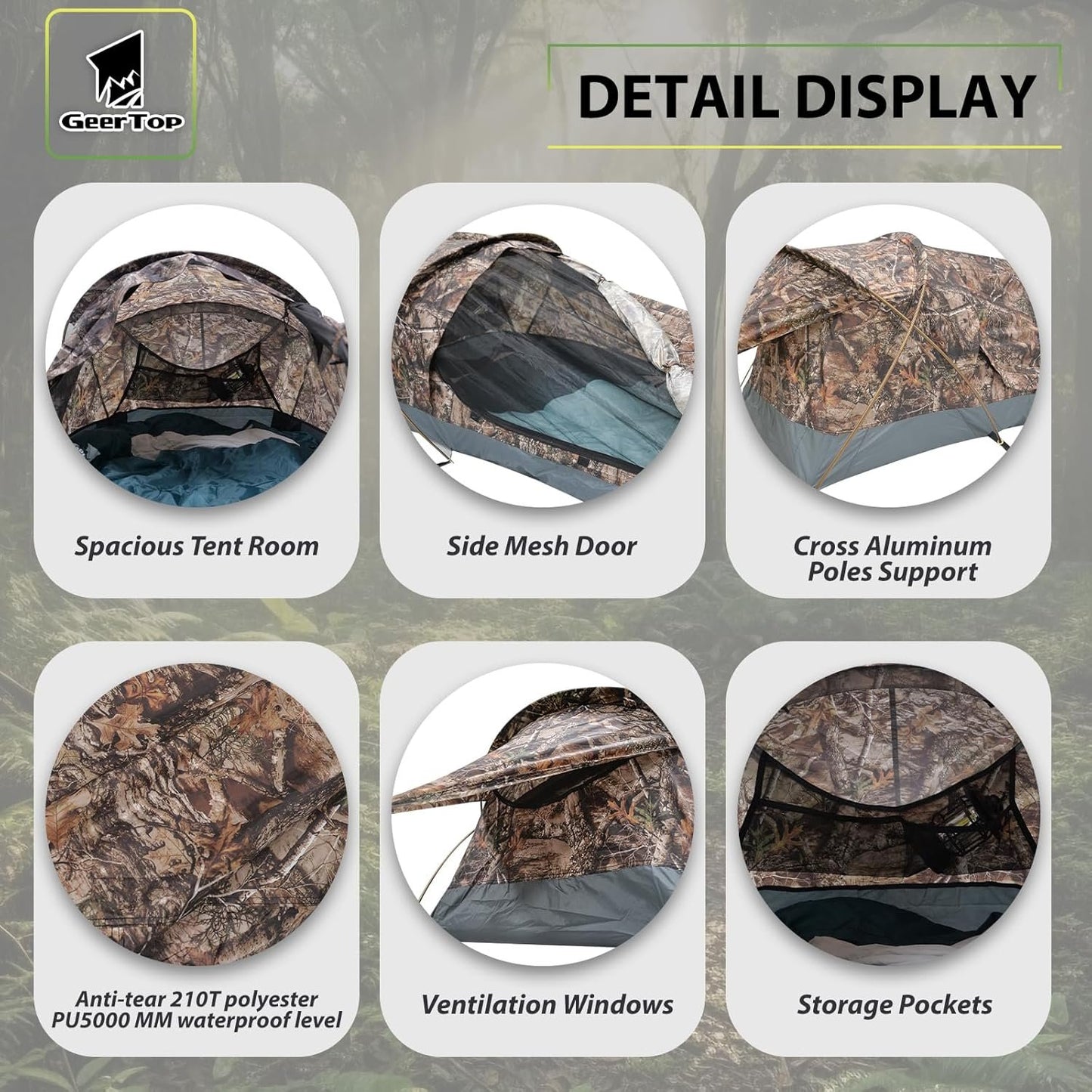 GEERTOP Ultralight Backpacking Tent 1 Person Waterproof Camping Bivy Single Man Tent for Hiking Motocycle Camp Outdoor Travel