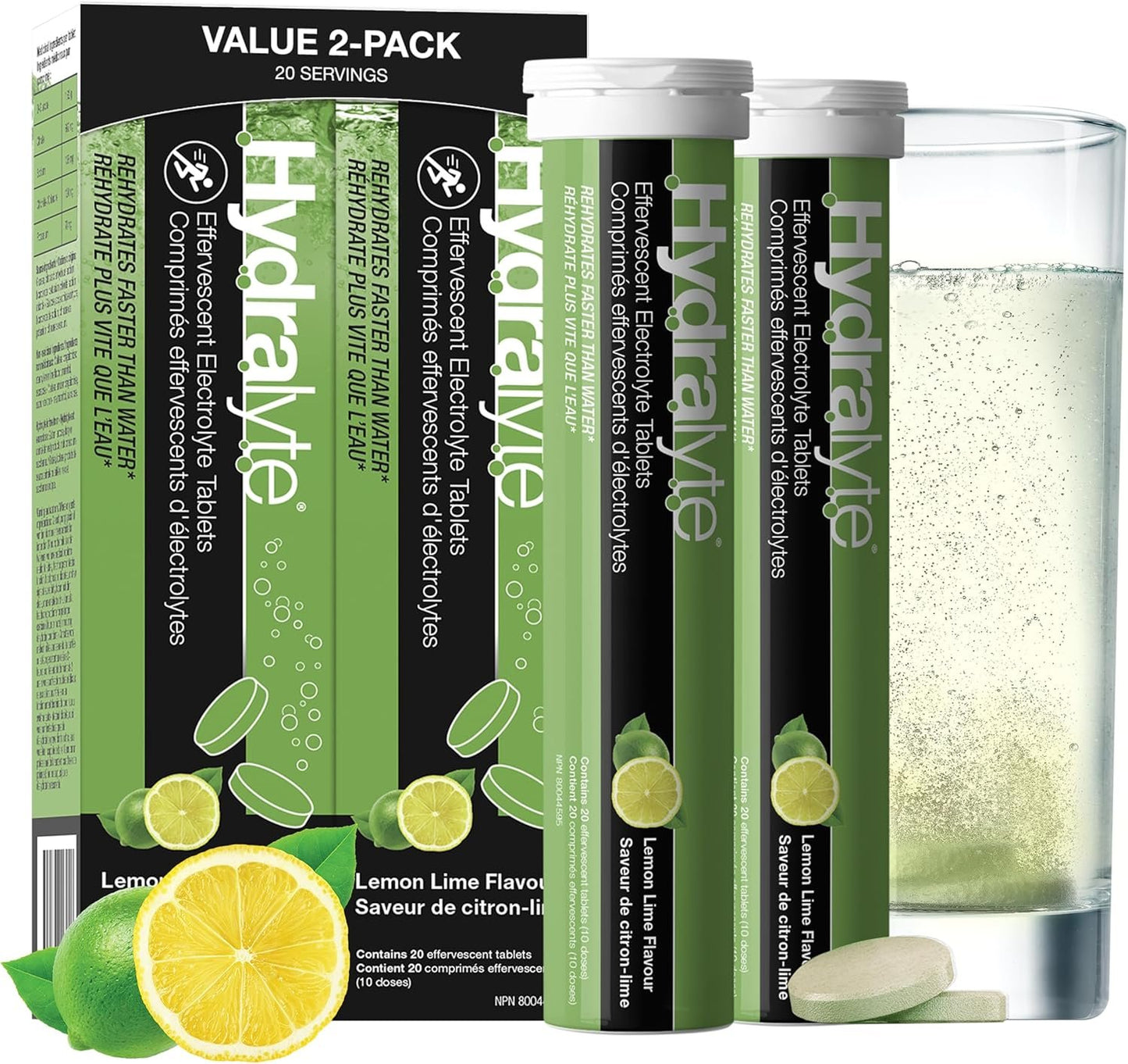 Hydralyte Electrolyte Tablets | Lemon Lime Flavored Electrolytes | Pre-Workout and Post-Workout Hydration Solution to Enhance Performance and Maximize Recovery | (2 Tablets per Serving, 40 Count)