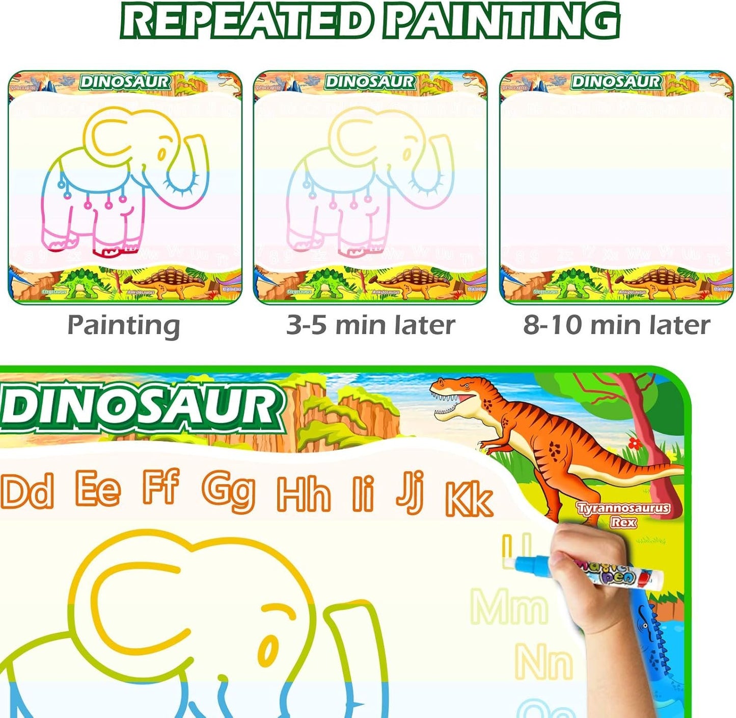 Jasonwell Aqua Magic Water Doodle Mat Large Drawing Coloring Painting Writing Board Educational Learning Toy PENS Water Painting Activity Gifts for Kids Toddlers Boys Girls Age 2 3 4 5 6 7 8 (60 x 40)