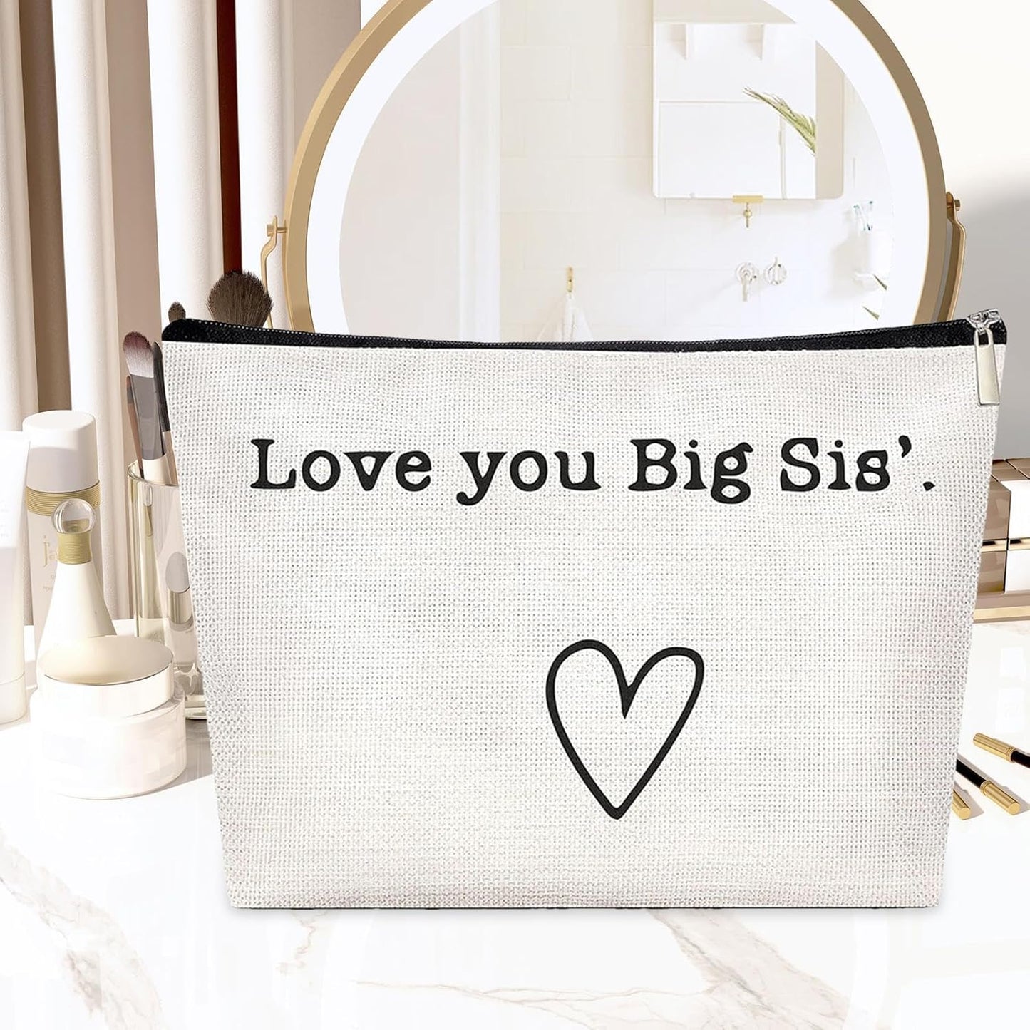 Travel Toiletry Bag - Best Sister Ever Large Organizer Sister, Portable Travel Toiletries Hygiene Bag, Funny Christmas Birthday Makeup Cosmetic Bag, Love You Big Sis, Unisex