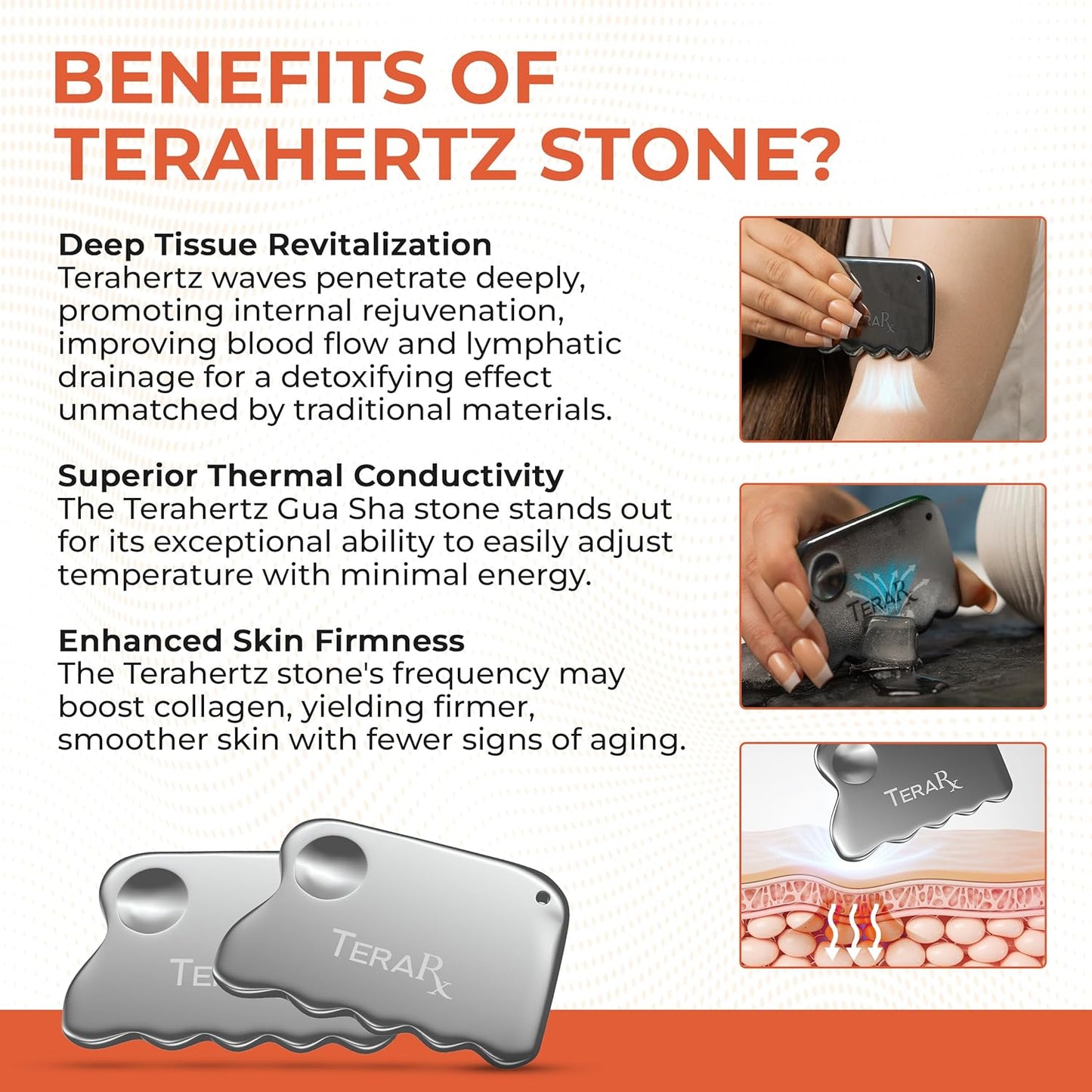 TeraRX Terahertz Gua Sha Body Massage Tool – Stone Acupressure Tool for Targeted Muscle Tension Relief – 100% Authentic Body Scraper, Great Self Care Gifts for Women