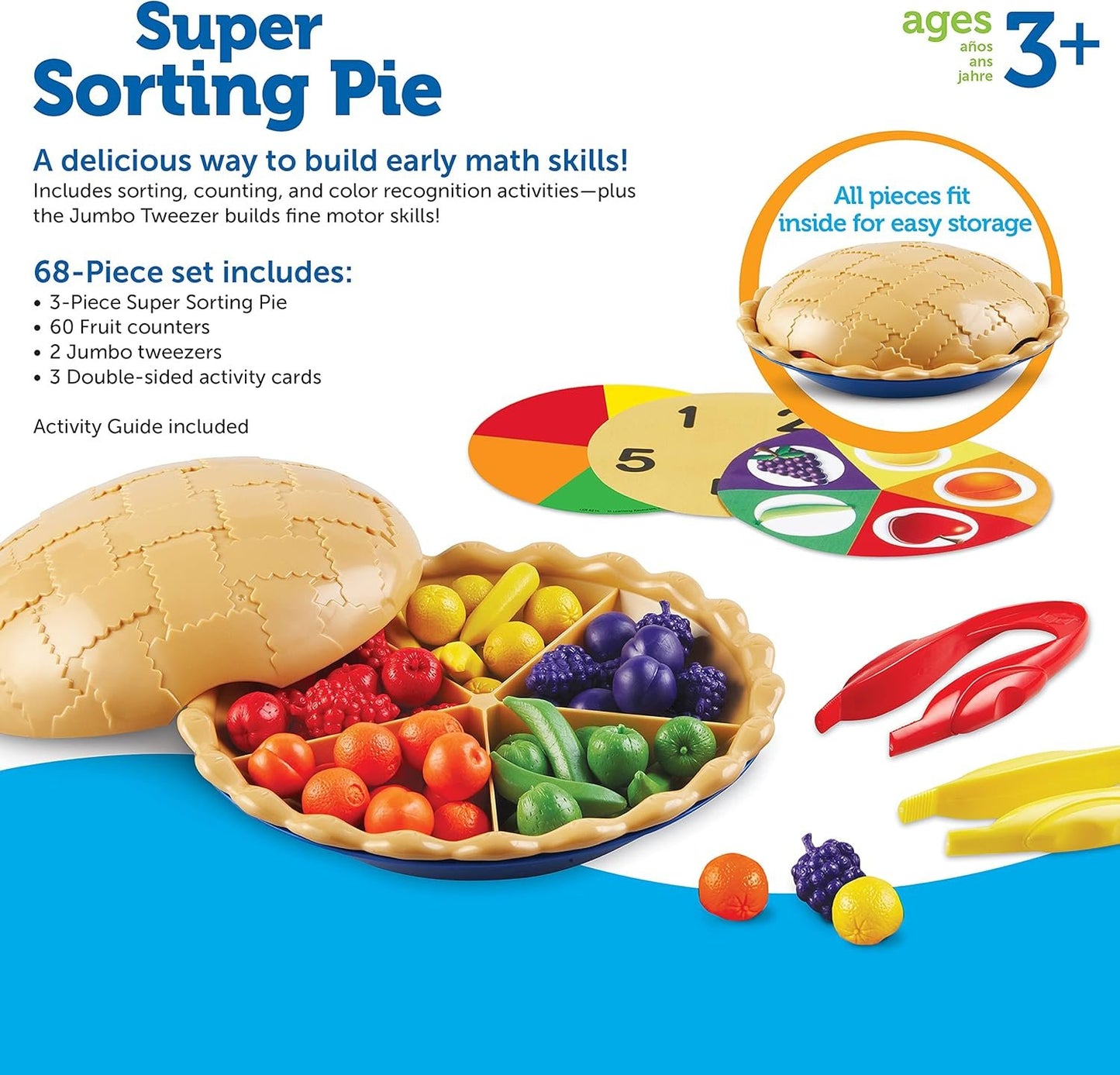 Learning Resources Super Sorting Pie, Fine Motor Toy, Early Number, Patterns, 68 Pieces, Grades Pre-K/Ages 3+