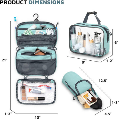 Toiletry Bag Kit Set: Hanging Travel Toiletry Bag + 311 TSA Cosmetic Liquid Bag + Ultralight Accessory Organizer Pouch, Turquoise, 3 Piece Toiletry Set