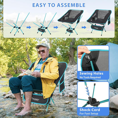 SYOURSELF Camping Chairs, Folding Camping Chair, Folding Chairs Outdoor, Lawn Chairs, Beach Chair, Portable Camping Chair Ultralight Lightweight Comfy Camp Chairs for Adults (Ablue)
