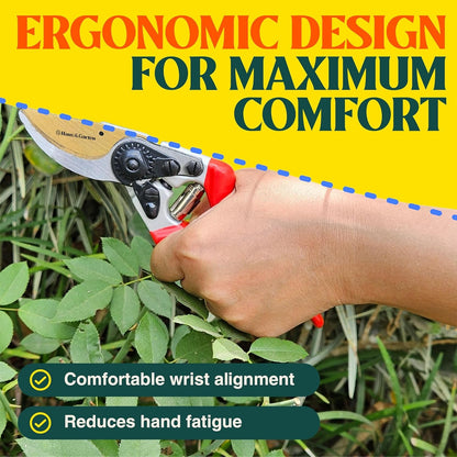EnduroPRO Titanium Pruning Shears - Best Garden Shears Tree Trimmer Hand Pruner - Ideal BranchHedge Shrub & Bush Clippers -Razor Sharp Bypass Secateurs Ergonomic Gardening Tool for Effortless Cuts