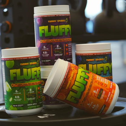 Yummy Sports Fluffy Intense Pre-Workout Powder - Explosive Energy, Laser Focus, and Intense Muscle Pump - L-Citrulline, Beta-Alanine, TeaCrine & Dynamine - Boost Stamina, Endurance, and Performance - Green Apple - 30 Servings