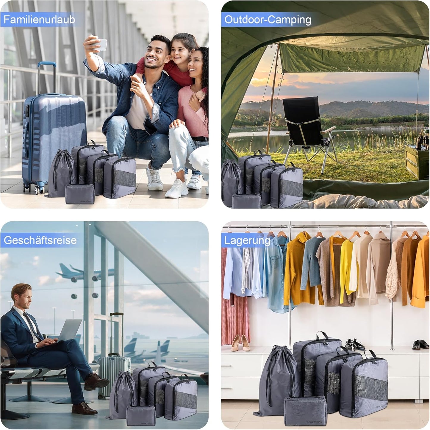 Packing Cubes Compression 6 Pack Compression Backpack Suitcase Organizer Ultralight Expandable Suitcase Organizer Travel Cubes Grey