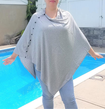 Nursing Cover for Breastfeeding - Multi Use - Nursing Blanket â€“ Poncho Style with Buttons - Stretchy Baby Car Seat Canopy - Nursing Cover Scarf