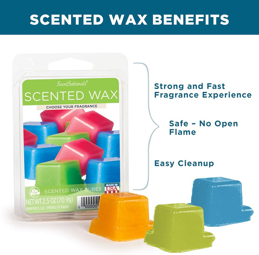 Scentsationals Scented Wax Cubes - Vanilla Bean - Fragrance Wax Melts Pack, Electric Home Warmer Tart, Wickless Candle Bar Air Freshener, Spa Aroma Decor Gift - 10oz (24-Cubes)