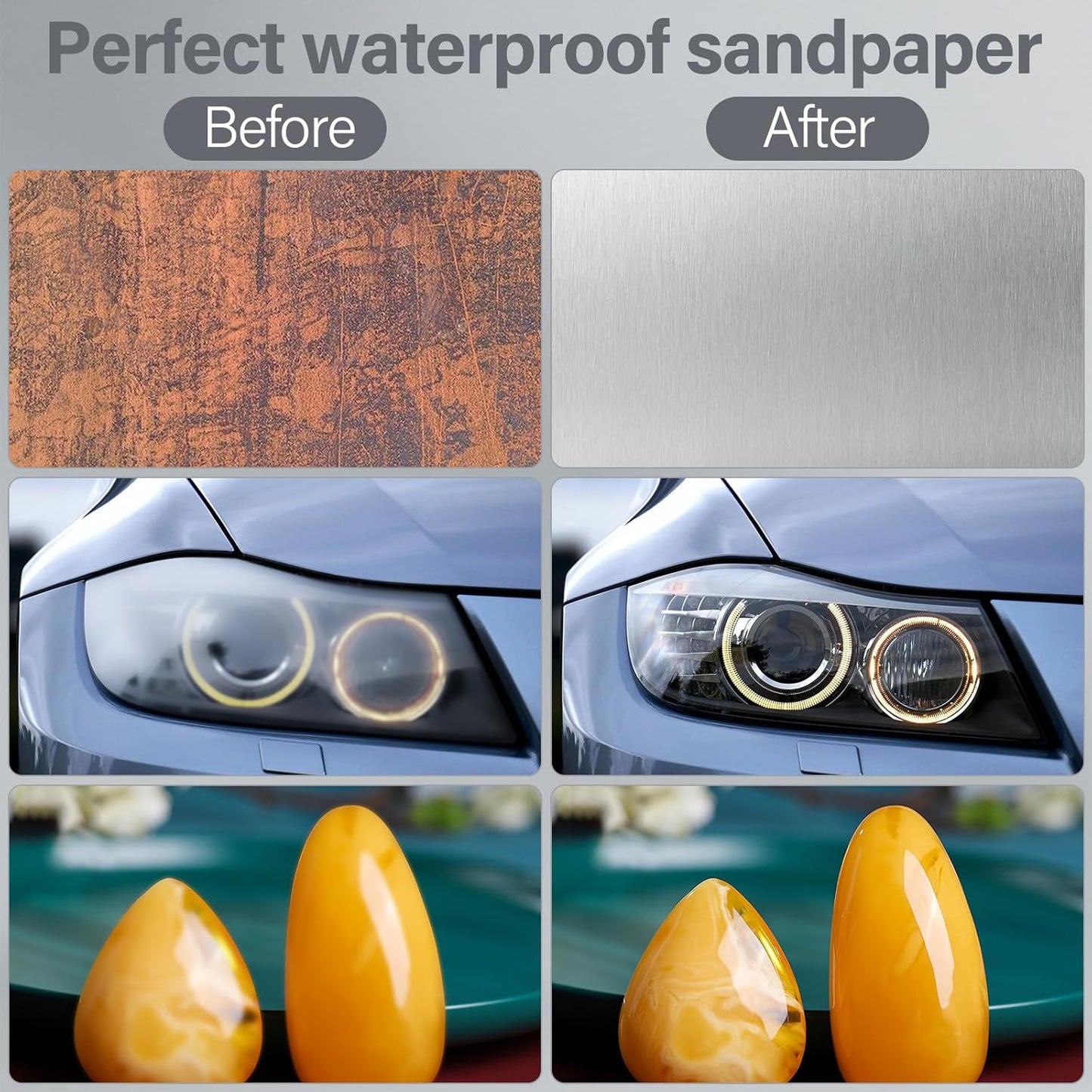 81 Pieces Sandpaper Kit Sandpaper 400/800/1000/1500/2000/2500/3000 Sandpaper for Metal or Wood Furniture Finishing Waterproof Dry and Wet Sandpaper