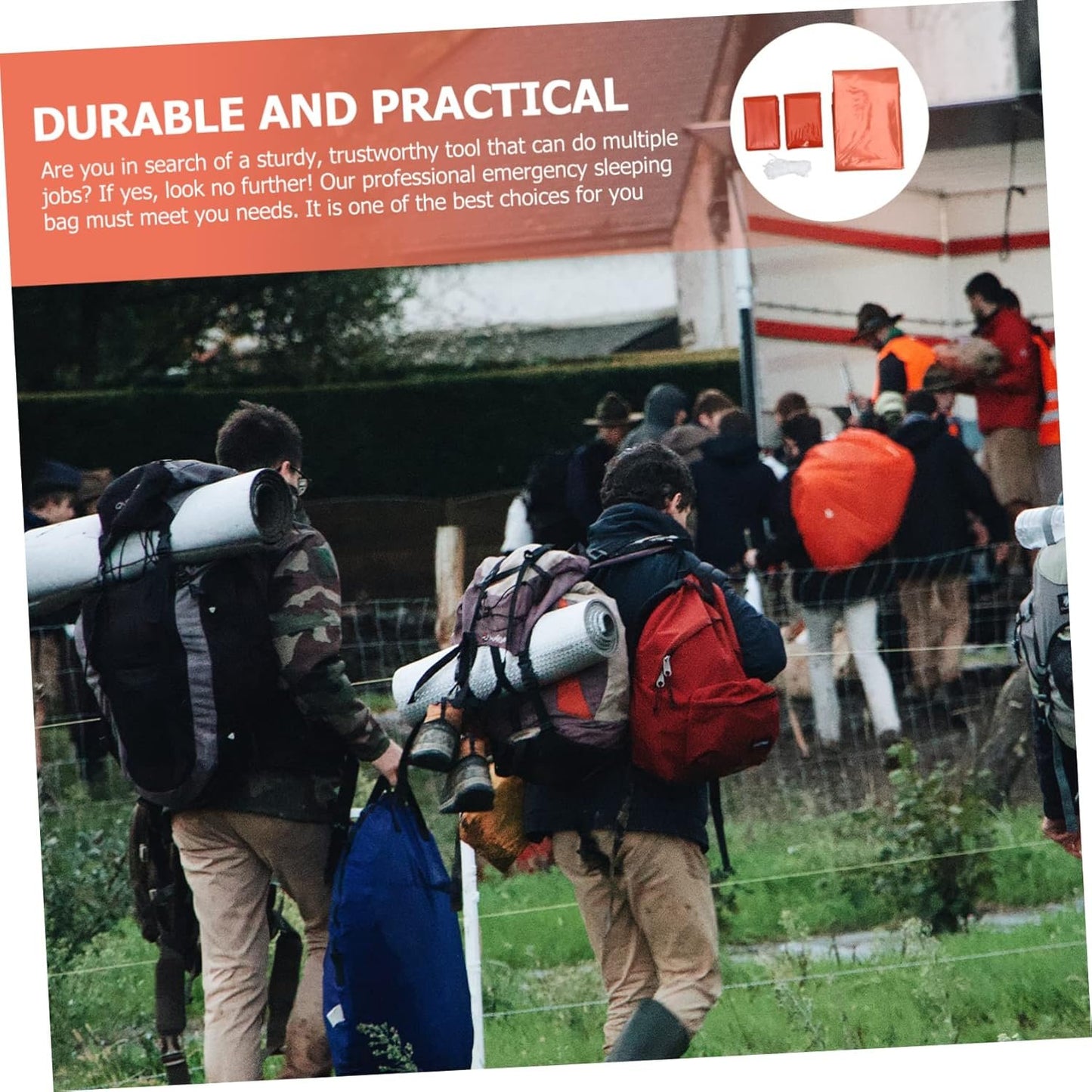 NOLITOY Emergency Sleeping Sack with Thermal Blanket Tent Windproof Survival for Camping Hiking Outdoor Activities Lightweight Portable Emergency Gear