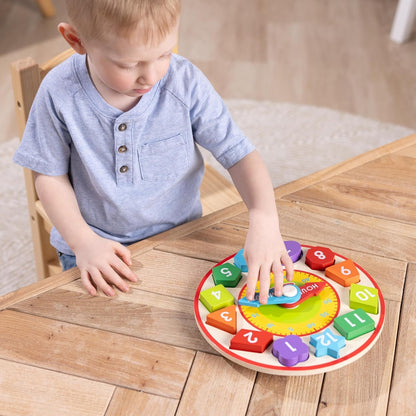Melissa & Doug Shape Sorting Clock - Wooden Educational Toy | Learn To Tell Time Clock Toy For Kids 3+