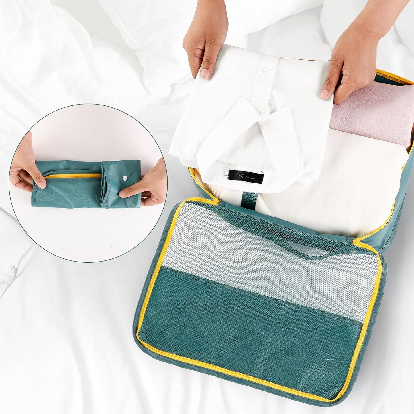 AiQInu 7-Piece Waterproof Packing Cube Set Travel Organizer for Clothes, Shoes, Underwear