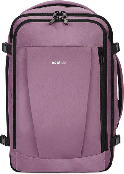 ECOHUB Ryanair Cabin Bag 40x20x25 Underseat Travel Bag 13 Pockets Hand Luggage Backpack Recycled PET Eco Friendly Rucksack for Women & Men Carry on Bag with USB Port, 20L