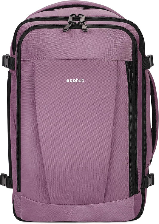 ECOHUB Ryanair Cabin Bag 40x20x25 Underseat Travel Bag 13 Pockets Hand Luggage Backpack Recycled PET Eco Friendly Rucksack for Women & Men Carry on Bag with USB Port, 20L