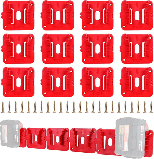 GIPFTYAG 12 Pack Battery Holder for Milwaukee M18 18V Battery Mounts Dock Holder Fit for M18 48-11-1815 48-11-1828 48-11-1850 48-11-1860 (w/24 Screws, No Battery)