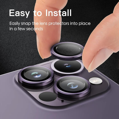 JETech Camera Lens Protector for iPhone 14 Pro 6.1-Inch and iPhone 14 Pro Max 6.7-Inch, 9H Tempered Glass Metal Individual Ring Cover, HD Clear, 1 Set (Deep Purple)