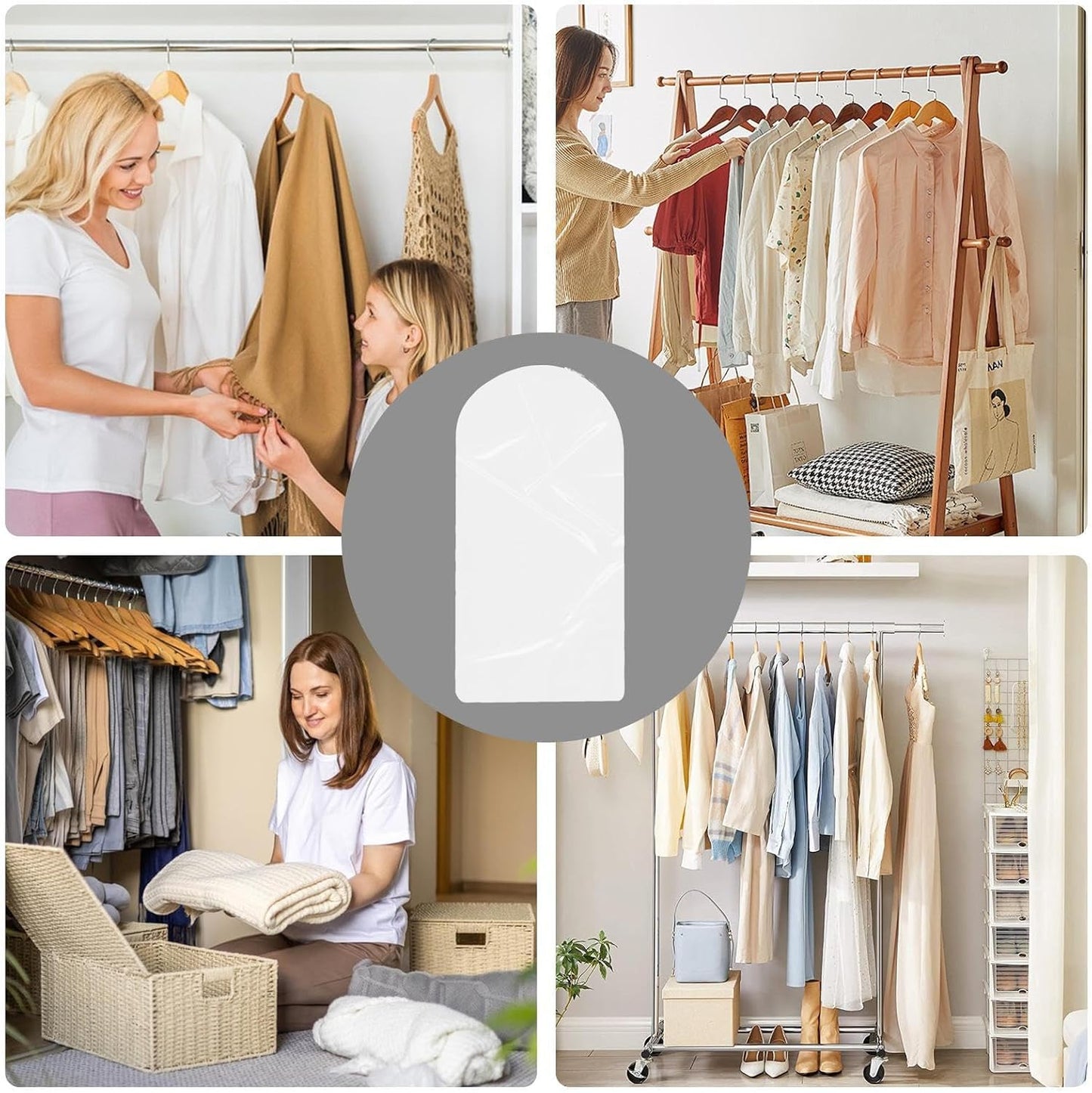 Sealed Bags, Garment Bags, Space Saving Dust Resistant Laundry Solution Neat Organization Extra Capacity Lightweight Design, Clothing Cover for Outdoor Trips, Travel Packing
