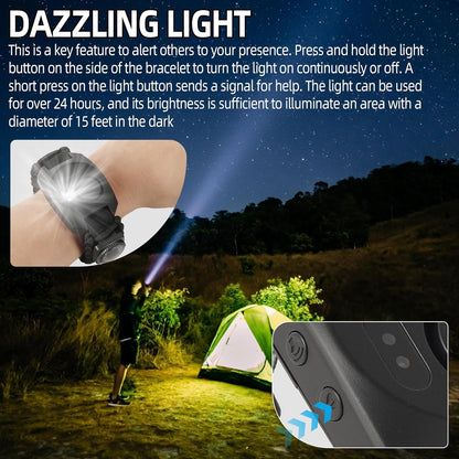 Calvana 8 in 1 Bear Deterrent Devices,Tactical Paracord Rope Bracelets Kit with SOS LED Light,Compass and Fire Starter,Magnesium Fire Starter,Emergency Whistle, Camping and Hiking Survival Tool