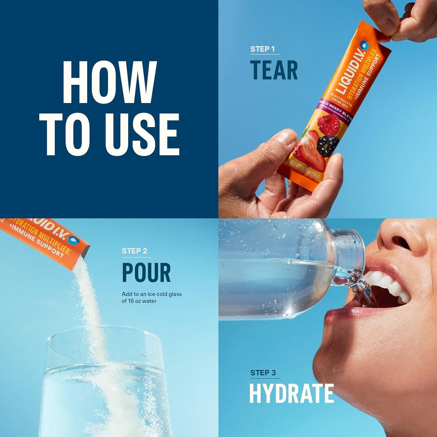 Liquid I.V.® Hydration Multiplier® +Immune Support - Tangerine - Hydration Powder Packets | Electrolyte Powder Drink Mix | Convenient Single-Serving Sticks | Non-GMO |12 Pack (168 Servings)