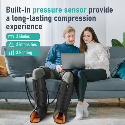 QUINEAR Leg Massager, 3-in-1 Foot Calf & Thigh Massager with Heat and Compression Therapy, Leg Massage Boots for Swollen Legs, Edema, RLS Pain Relief