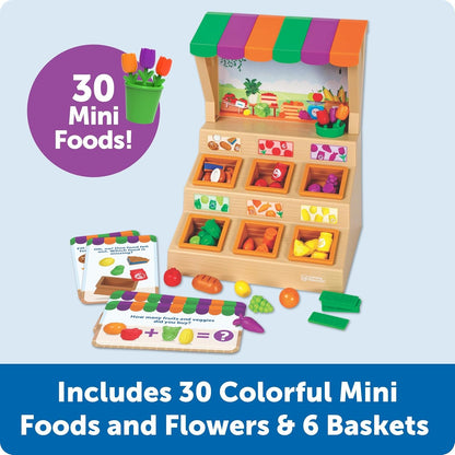 Learning Resources Mini Farmstand Sorting Set, Play Food Sets for Kids Kitchen, Grocery Store Pretend Play, Montessori Toys, Mini Food, Toddler Activities, Fine Motor Skills
