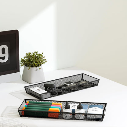 ihomecooker Mesh Tray Silverware Drawer Organizer Utensil Cutlery Tray Office Supplies Organizer for Flatware, Knives,Home,Office, School,Bedroom 15X6'' Black