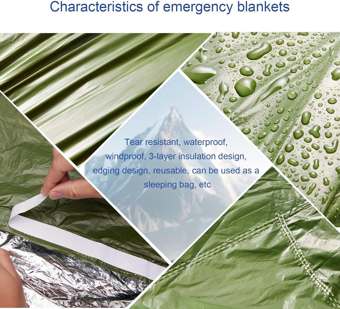 ISLOYALS Emergency Blanket, Heavy Duty Survival Blanket, 3-Layer 95% Heat Reflective Emergency Blanket, Waterproof, Windproof, Tear-Resistant, Infrared Blocked Blankets for Rescue Camping Hiking