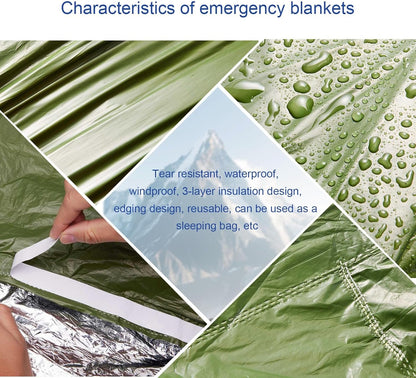 ISLOYALS Emergency Blanket, Heavy Duty Survival Blanket, 3-Layer 95% Heat Reflective Emergency Blanket, Waterproof, Windproof, Tear-Resistant, Infrared Blocked Blankets for Rescue Camping Hiking