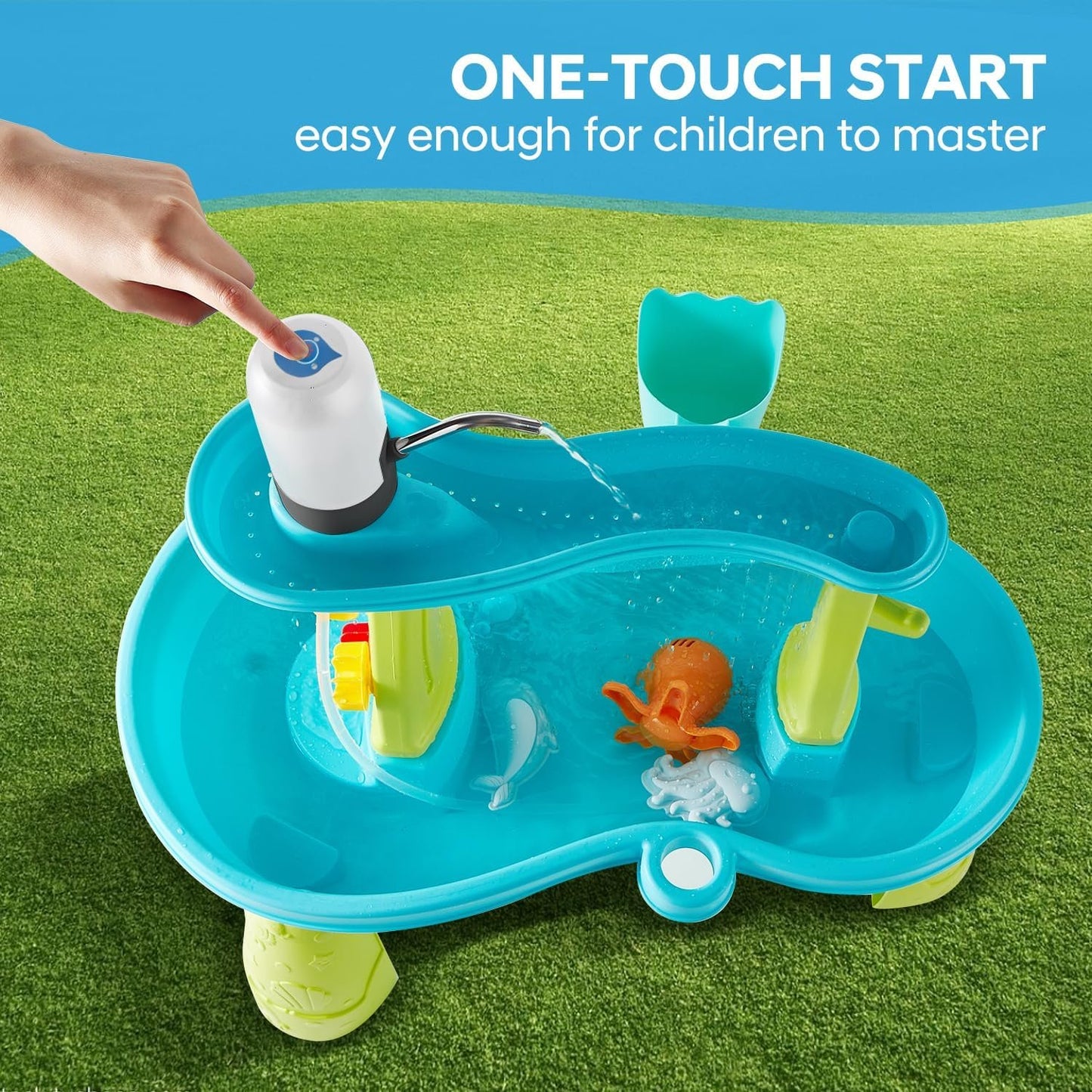 Water Play Table Pump for Kids and Toddlers, Portable Mini Water Pump Summer Outdoor Water Toys, Water Table Accessories