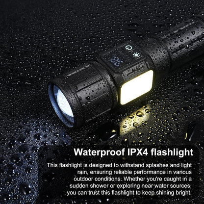 Flashlight Rechargeable, LED Flashlights Zoomable 9 Modes & COB Tactical Flashlight Built-in 5000MAH Battery, Strong Magnetic Base, IPX4 Waterproof, Flash Light for Camping Emergency Hiking