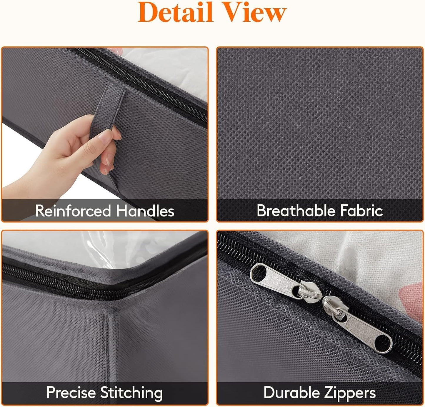 6PACK 90L Underbed Storage Containers,Reinforced Handle Closet Organizers and Storage Bins, Foldable Underbed Bags for Blankets, Towels, Comforter, Sweaters, Pillows, Linen Sheets