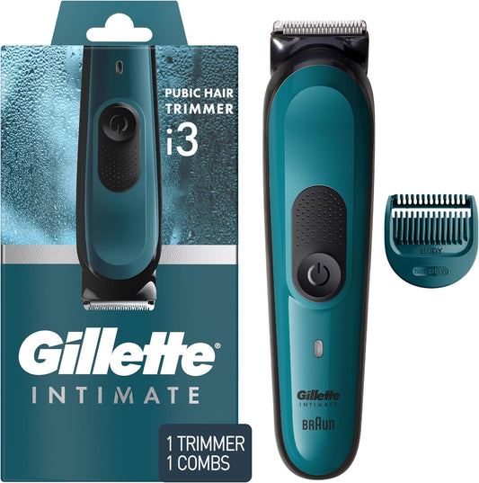 Gillette Intimate Men’s Pubic Hair Trimmer i3, SkinFirst Pubic Hair Trimmer For Men, Waterproof, Cordless For Wet/Dry Use, Shaver For Men, Lifetime Sharp Blades