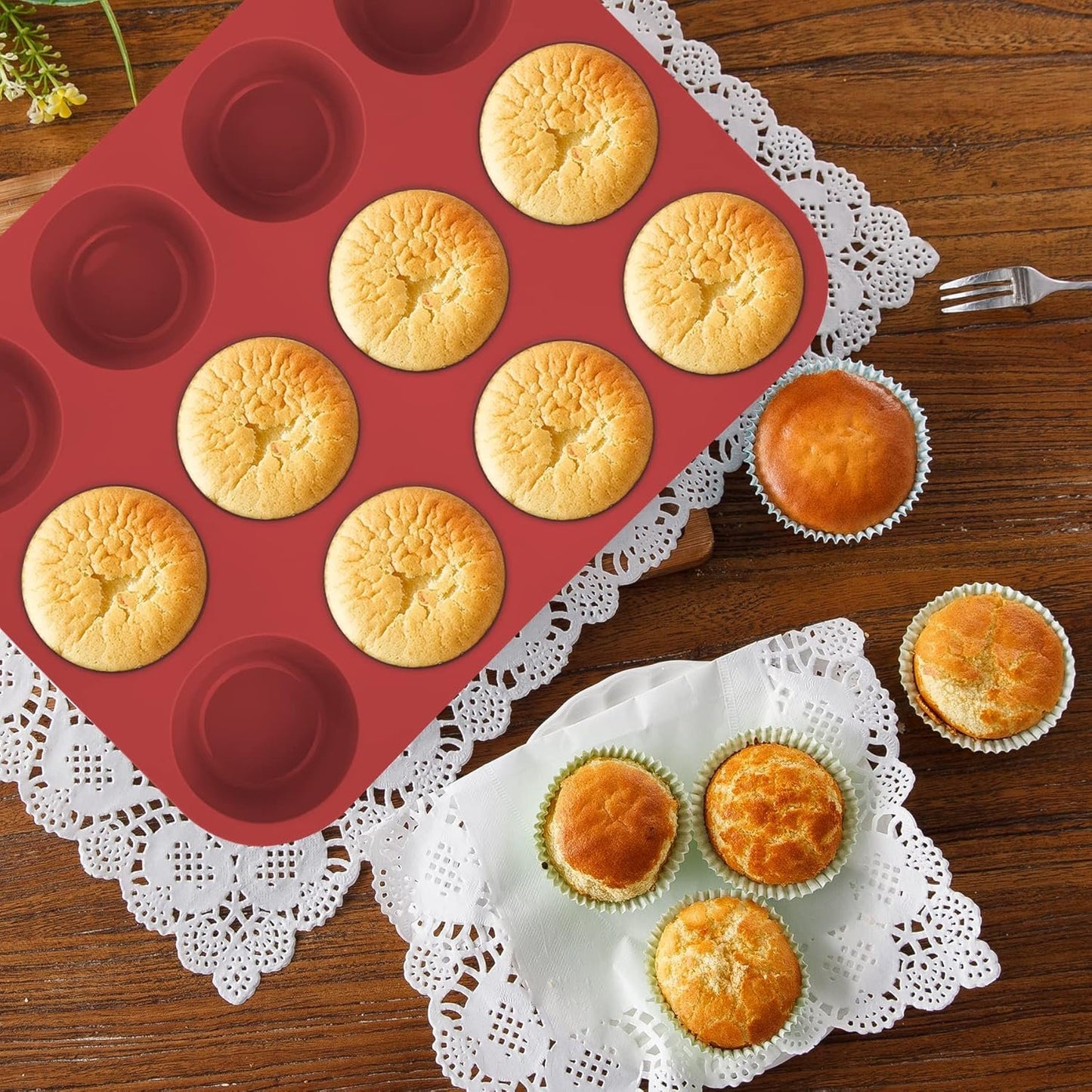 Aschef Silicone Nonstick Baking Pans Mold Tray Supplies Tools Bakeware Set, Food Grade for Muffin Donuts Pizza Tiramisu Cake Pan Cookie Sheets Cookware Set for Oven