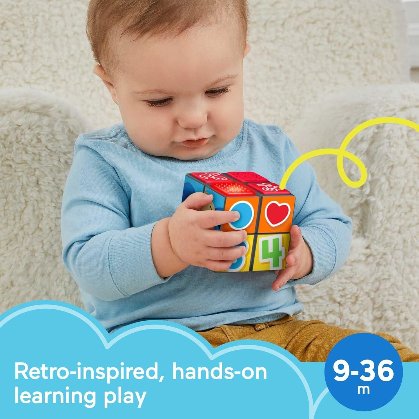 Fisher-Price Baby Learning Toy with Lights Music and Fine Motor Activities, Laugh & Learn Puppyâ€™s Activity Cube UK English Versionâ€‹â€‹