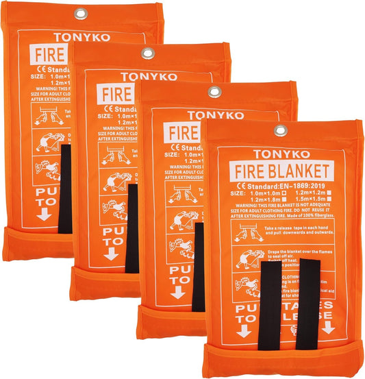 Tonyko Fiberglass Fire Blanket for Emergency Surival, Flame Retardant Protection and Heat Insulation