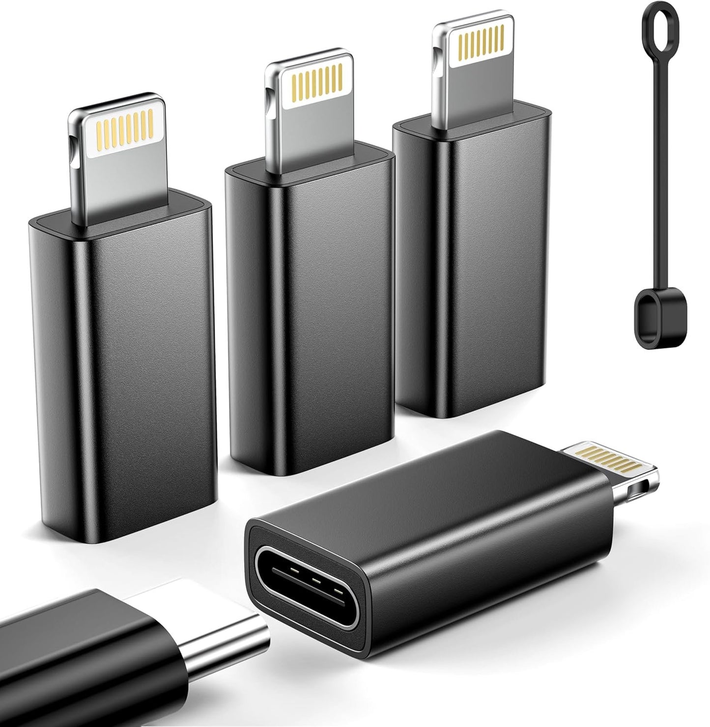 LERTOSEN [MFi Certified] USB C to Lightning Adapter,27W Fast Charging & Data Sync,Lightning to Type C Cable for iPhone 14/13/12/11/iPad/Airpods,Anti-Lost Holder,Not for Audio/Headphone/OTG,4 Pack