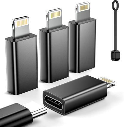 LERTOSEN [MFi Certified] USB C to Lightning Adapter,27W Fast Charging & Data Sync,Lightning to Type C Cable for iPhone 14/13/12/11/iPad/Airpods,Anti-Lost Holder,Not for Audio/Headphone/OTG,4 Pack