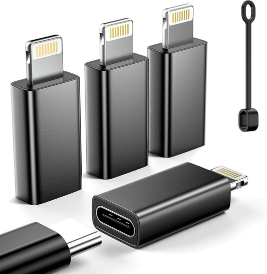 LERTOSEN [MFi Certified] USB C to Lightning Adapter,27W Fast Charging & Data Sync,Lightning to Type C Cable for iPhone 14/13/12/11/iPad/Airpods,Anti-Lost Holder,Not for Audio/Headphone/OTG,4 Pack