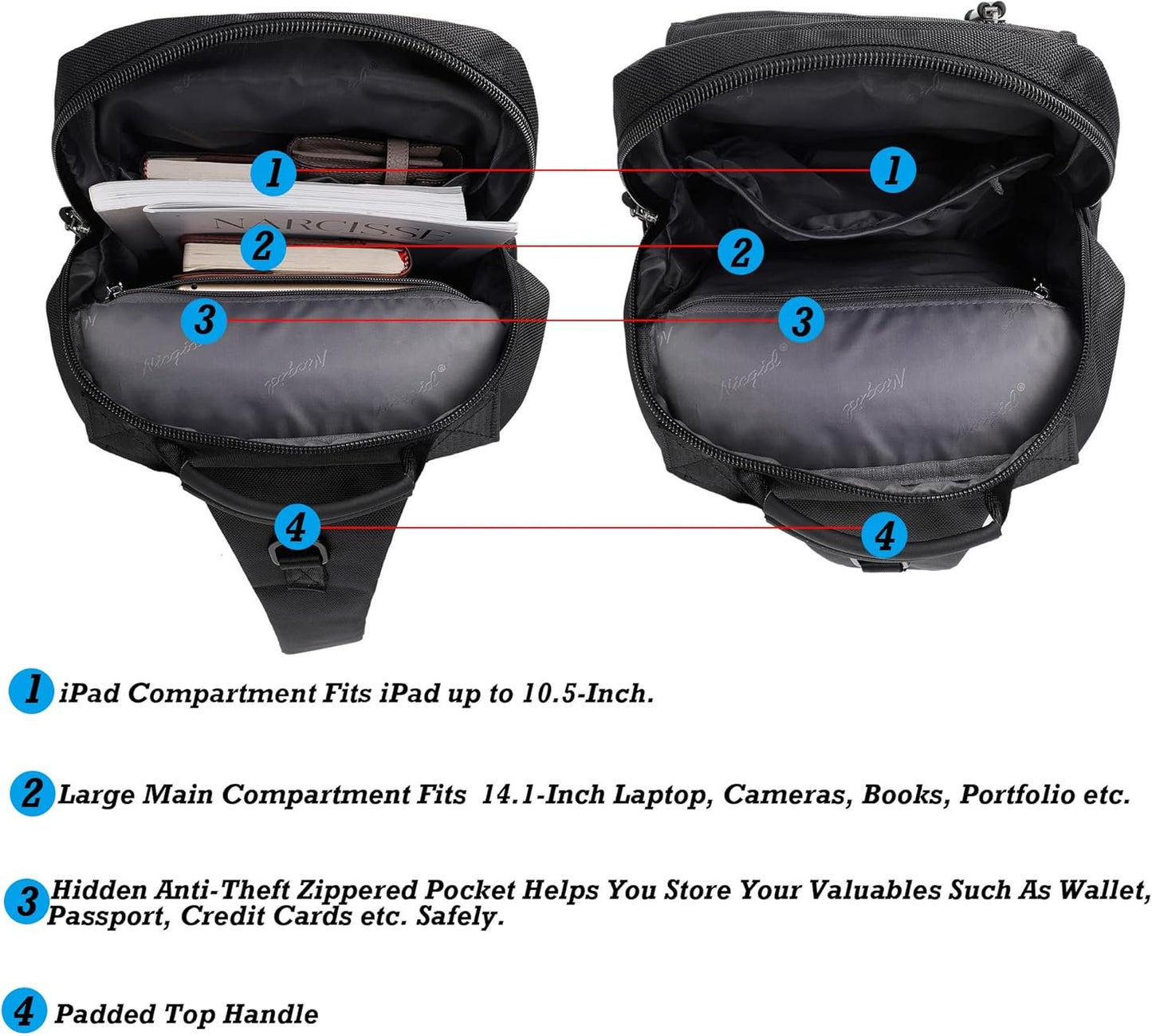 NICGID Sling Bags Chest Shoulder Backpacks, 13.3'' Laptop Backpack Crossbody Messenger Bag Travel Outdoor Men Women