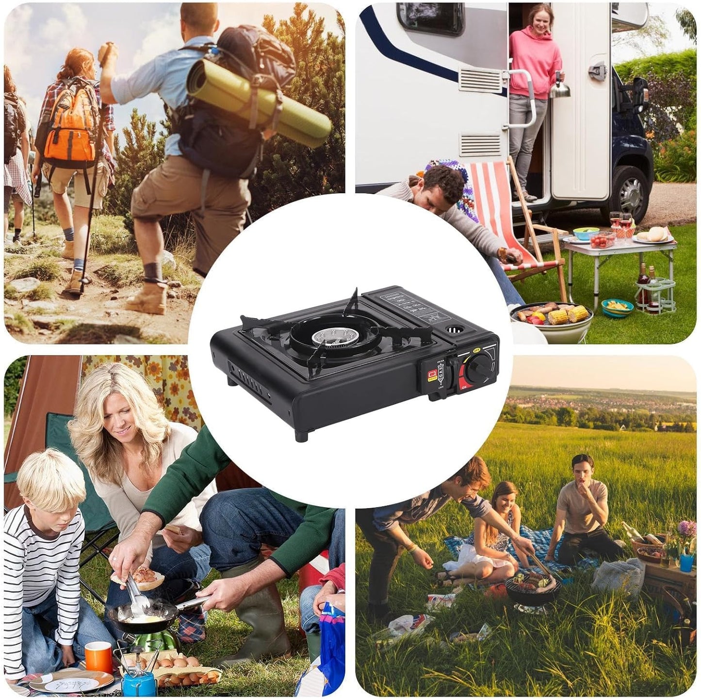 Camp Stove,Small Camping Stove Camp Cooker | Foldable Single Burner with Piezo Ignition, Windproof Cooker Outdoor Gear for Outdoor Cooking Travel Accessories