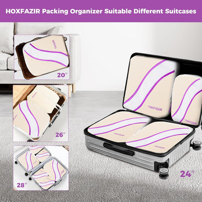 HOXFAZIR Compression Packaging Cube 9 Set Organization Travel Luggage Bag Set for Travel Accessories Compressed Expandable Packing Organizers