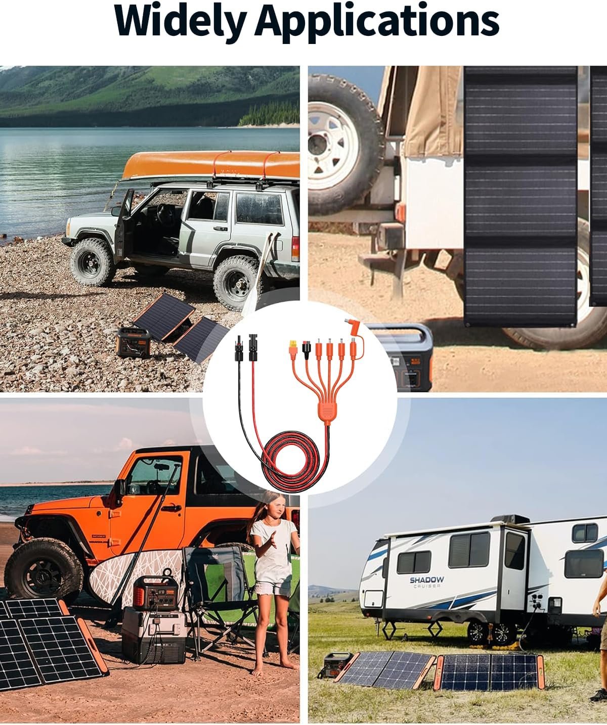 Tonton 7-in-1 Solar Panel Connector, MC-4 Solar Connector Cable to DC 8mm XT60 Anderson Adapters, for EF ECOFLOW River & Delta Series, Jacker Explorer, BLUETTI Portable Power Station, Solar Panel